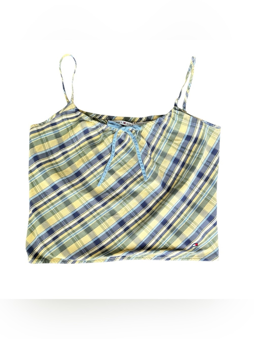 Y2K Tommy Hilfiger Vintage Blue Yellow Plaid Cami Tank 2000 Clueless School Girl